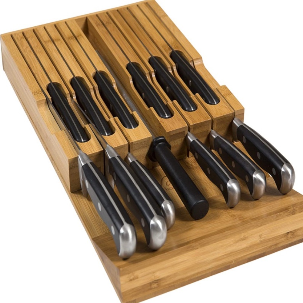 Bamboo In-Drawer Knife Block
